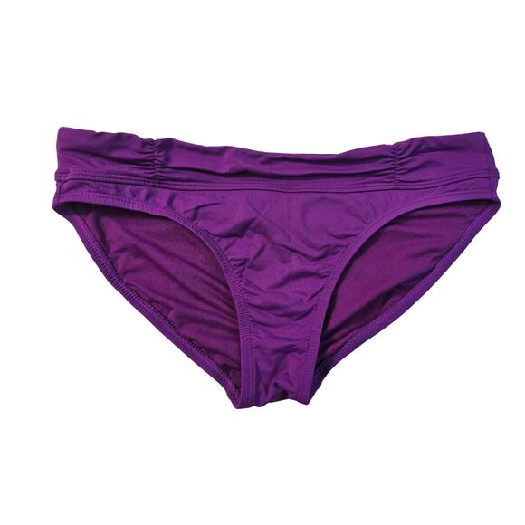 Athleta shirred full bottom purple bikini bottoms low rise EUC beach swim XS - Picture 2 of 8